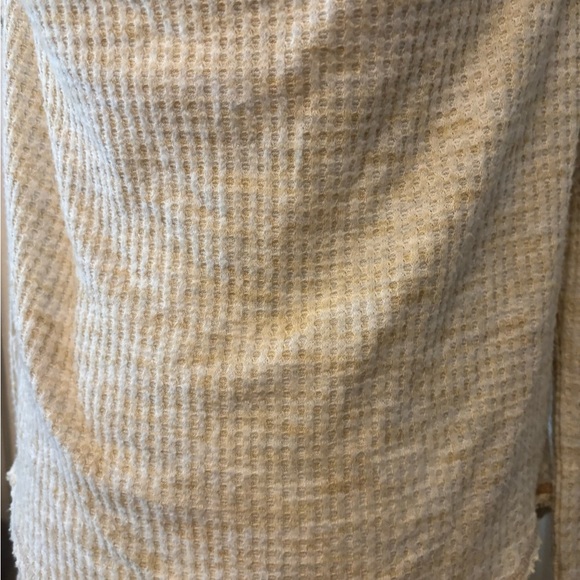 Free People cream tan cowl neck oversized waffle knit sweater size S - Picture 12 of 16